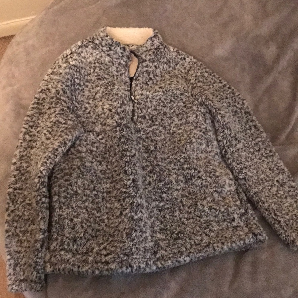 Grey fuzzy quarter zip